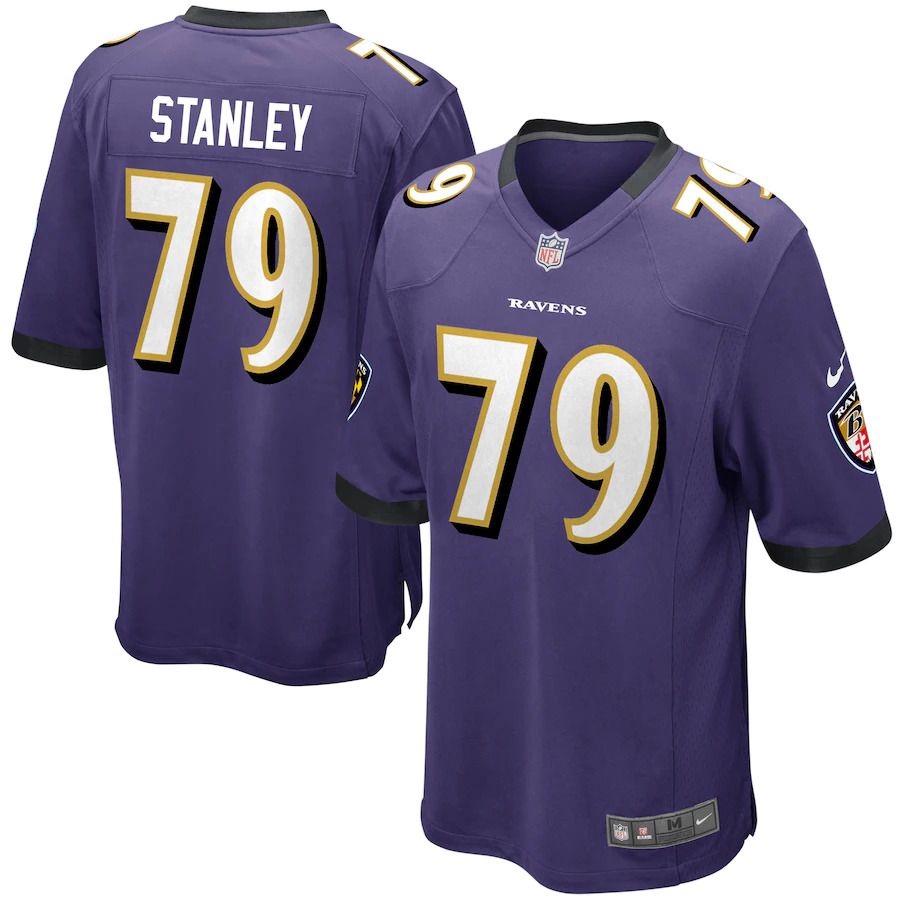 Men Baltimore Ravens 79 Ronnie Stanley Nike Purple Game NFL Jersey